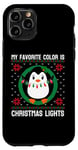 Coque pour iPhone 11 Pro Ma couleur préférée est Noël Lights Penguin Ugly Sweaters