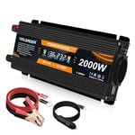 Yinleader Convertisseur 12v 220v 1000W /2000W Onde sinusoïdale modifiée onduleur transformateur de Tension LCD USB - Noir