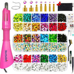 Rhinestone-applikator, applikatorverktygssats, varmfixerad trollstav Bedazzler-kit, 4080 st, Ab Crystal, klar, 14 färger, 7 spetsar, 4 ädelstensstorlekar, pincett, , Jewel Pi