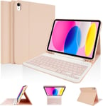 Étui Avec Clavier Pour Ipad 10e Génération 11"" 2022 (A2696/A2757/A2777),Coque De Protection Fine Avec Étui Clavier Bluetooth Sans Fil Amovible Et Porte-Crayon Pour Ipad 10e Génération,Rose