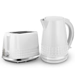 Tower Solitaire Kettle and 2 Slice Toaster Set White