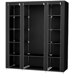 Armoire Rangement Chambre Penderie Pas Cher Noir Structure stable en Métaux 172×134×43cm