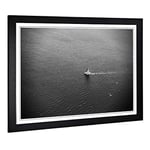 Big Box Art Framed Print of Sailboat Alone in The Sea Design | Wall Art Picture | Home Decor for Kitchen, Living, Dining Room, Bedroom, Hallway, Office, Black, A2 / 24.5x18 Inch / 62x45cm