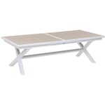 Table de jardin extensible Axiome en aluminium lin & blanc traité époxy 12 places - Hespéride