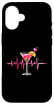 Coque pour iPhone 16 Verre à cocktail Motif battements de cœur Martini