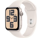 APPLE Watch SE - 44 mm Starlight Aluminium Case with Starlight Sports Band, S/M, Cream