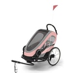 Cybex Remorque Vélo 2-en-1 ZENO Bike, Convertible en Poussette, de 6 mois à 4 ans environ, Max. 111 cm et 22 kg, Noir/Argenté/Rose