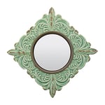 Stonebriar Miroir Mural décoratif en céramique en Forme de Diamant Vert Antique de 29 x 29 cm avec Boucle de Suspension attachée, décoration Vintage pour Le Salon, la Chambre, Le Couloir et l'entrée