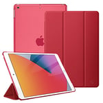 FINTIE Coque Compatible avec iPad 10.2" 9ème Génération 2021 / iPad 8ème Gén 2020 / iPad 7ème Gén 2019 - Etui Fin Léger Housse Arrière Transparente Mate Case Cover, Rouge