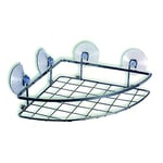 MSV 140228 Etagère de Douche d'angle avec Ventouses Métal/PVC Argent 30 x 20 x 15 cm