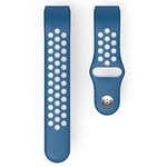 Hama Bracelet de montre Fitbit Charge 3 et Charge 4 - 22 mm - Bracelet de rechange réglable - Bracelet de sport respirant pour remplacement - Bracelet de rechange en silicone - Acier inoxydable - Avec bouton pression - Bleu/gris