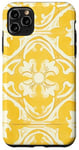 Coque pour iPhone 11 Pro Max Carrelage floral jaune avec détails ornementaux