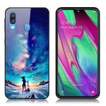 Samsung Fantasy Galaxy A40 kuoret - Tähtitieteellinen tyttö Tummansininen