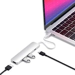 SATECHI Slim Type-C Multi-Port Adapter with USB-C Pass-Through, 4K HDMI, USB 3.0 - For M2/ M1 MacBook Pro/Air, M2/ M1 iPad Pro/Air, M2 Mac Mini, iMac M1 (Silver)