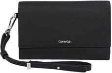 Calvin Klein CK Must XL Trifold W/WRISTEL_MN K60K612940, Accessoire de Voyage-Portefeuille à Triple pli Femme, Black (Black Mono), OS