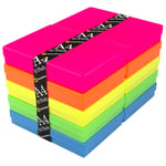 WestonBoxes A4 Plastic Craft Storage Boxes with Lids for Art Supplies, Paper and Card - 3.6 Litre Volume (Neon Multicolour, Pack of 10)