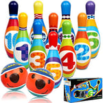 STAY GENT Jeux de Quilles 10 Quilles et 2 Balle Bowling Set Doux Quilles Enfants, Intérieur Extérieur Bowling Enfants avec Rangement Jouet, Cadeaux pour Enfants Garçons Fille 3 4 5 6 7 Ans