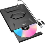 Alxum External CD DVD Drive for Laptop, Type-C USB 3.0 Portable CD Burner Writer