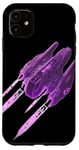 iPhone 11 Futuristic Purple Spaceship in Pixel Art Style for Kids Case