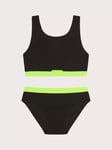 Monsoon Kids' Storm Textured Bikini, Black/Neon