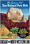 T81 Vintage America Zion National Park Utah Grand Canyon Railway Travel Poster Re-Print - A3 (432 x 305mm) 16.5" x 11.7"