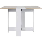 Aqrau Table à Manger Pliante, Table d'appoint avec ailes pliantes, Table de Cuisine Salon, Chêne Blanc 103x76x73,4cm