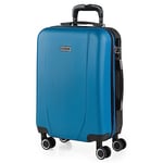 ITACA - Rigid Suitcase Medium Size - ABS Medium Suitcase 65cm Hard Shell Suitcase - Lightweight 20kg Suitcase with TSA Combination Lock - Lightweight and Resistant Travel Medium Size, Blue-Anthracite