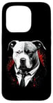 Coque pour iPhone 15 Pro Pitbull Dog Gangster en costume Funny Mob Boss sur le thème