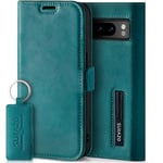 SURAZO Étui de Protection magnétique Fin pour Google Pixel 8 Pro - Étui de Protection à Rabat en Cuir véritable [avec Compartiment pour Cartes, Protection RFID] Étui à Rabat en Cuir (Turquoise)