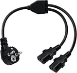 Cable Alimentation Y Splitter IEC C13 Cable Alimentation Double C13 Alimentation 2 C13,pour Ordinateur,TV,Moniteur,Ecran (1m).[Y154]