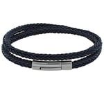 LES POULETTES BIJOUX - Bracelet Homme Double Tour Tresse en Coton Carré - Bleu Navy