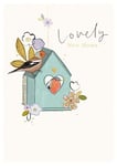 Lovely New Home Premium Card Male Female Gardens Birds Cute Birdhouse FREE P&P