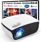 Mini Projecteur,Projecteur Portable,Support De Téléphone Portable,Vidéoprojecteur Full Hd 1080P Avec 6000 Lumens Pour Home Cinéma,Compatible En Extérieur Avec Smartphones/Clé Tv/Ps5