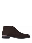 Tommy Hilfiger Suede Lace Up Boots, Dark Coffee