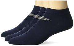 Emporio Armani Men's Eagle Logo 3-Pack Sneaker Socks, Marine/Marine/Marine, S/M (Pack of 3)