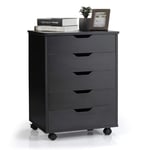 FANTASK Meuble de bureau avec 5 tiroirs, meuble de classement mobile avec roulettes, armoire à tiroirs