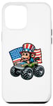 Coque pour iPhone 14 Pro Max Patriotic Monkey 4 juillet Monster Truck American
