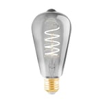 Eglo Connect.z Smart Home E27 LED Filament Light Bulb, ST64, ZigBee, app and Voice Control Alexa, dimmable, Warm White, 4 watt, Vintage Lightbulb Smoked Glass