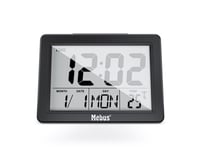 Mebus 25739, Quartz-Väckarklocka, Rektangel, Svart, 12/24H, F, °C, Blå