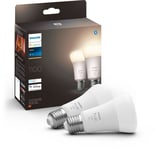 Ampoule Connectée Led Philips Hue White E27 9.5w (Équivalent 75w) 1050lm - Pack De 2