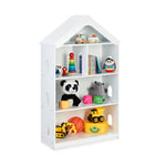 Relaxdays Étagère Enfants Maison, 5 Compartiments, Vertical, Livres et Jouets, HxLxP : 122x71x31 cm, Commode, Blanc