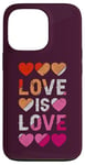 Coque pour iPhone 13 Pro Lesbienne, Cœurs, L'amour est l'amour, Fierté LGBT