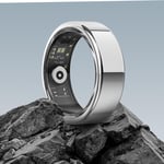 Bague Connectée Homme Femme, Smart Ring Surveillance Du Sommeil/Fréquence Cardiaque, 100+ Modes Sportifs Ip68 Étanche Smartrings Trackers D'activité Podomètre Android Ios, Taille 9, Argenté