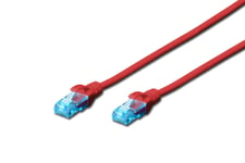 DIGITUS Câble patch RJ45 CAT 5e U-UTP PVC non blindé 4x2 awg 26/7Rouge 0,5 m