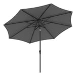 SONGMICS Parasol de Jardin 270 cm, Protection Solaire UPF 50+, Ombrelle, Inclinaison 30°, avec Manivelle, pour Terrasse, Balcon, Piscine, sans Socle, Gris GPU27GY