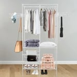 Industrial Open Wardrobe Clothes Rail Rack Bedroom Storage Metal Shelves Unit