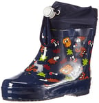 Playshoes Kurze Gummistiefel Waldtiere aus Naturkautschuk gefüttert, Bottes après-ski à tige basse et doublure chaude mixte enfant - Bleu, 18