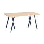 HAY Loop Stand incl. support spisebord 77,5x160 cm Deep blue-clear lacq. oak