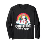 Coffee Is Real Magic Unicorn Rainbow Long Sleeve T-Shirt