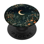 Night Forest Dark Cottagecore Crescent Moon Botanical PopSockets Adhesive PopGrip